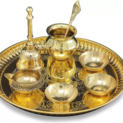 Brass Pooja Thali Set, Pooja Gift Set, Pooja Brass Items, Pooja Kit
