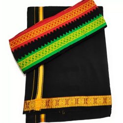 Men Cotton Dhoti, Black Cotton Dhoti, Dhoti & Shawl, Puja Dhoti