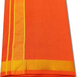 Men Cotton Dhoti, Orange Cotton Dhoti, Puja Dhoti, Traditional Dhoti