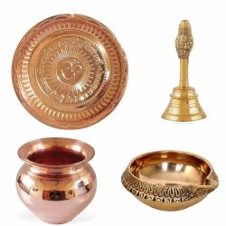 Brass Pooja Items, Copper Pooja Ghanti, Pooja Thali