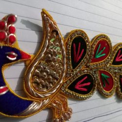 Handmade Peacock Patchwork, Peacock Applique, Thread Work Applique, Sew On Applique