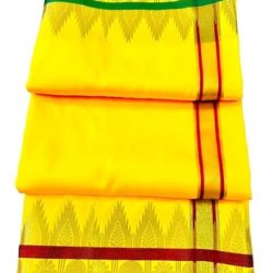 Silk Dhoti, Men Silk Dhoti, Yellow Silk Dhoti, Traditional Dhoti, Pooja Dhoti, Men Sarong
