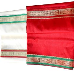 Men Silk Dhoti, Red Silk Dhoti, Silk Dhoti Combo, Dhoti Towel Set, Silk Dhoti