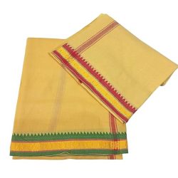 Men Dhoti, Traditional Dhoti, Pooja Dhoti, Men Beige Dhoti, Dhoti With Towel