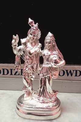 Radha Krishna Silver Statue