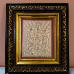 Shri Ram Lakshman Sita & Hanuman Silver Frame, Wall Hanging Ram Lakshman Silver Work, Ram & Sita Silver Portrait, Wooden Frame Hindu Gods Frame