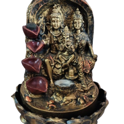 Table Top Fountain, Shiva Parvati Water Fountain, Water Fountain With Led Light, 1.5 Feet Spiritual Water Fountain