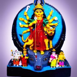 Durga Slaying Mahisasura, Durga Statue, 1 Feet Durga Idol, Durga Sculpture, Marble Durga Statue