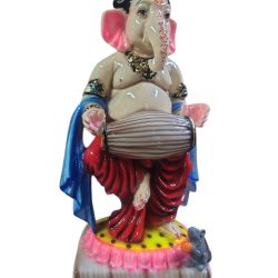 Ganesh Ji Murti, Ganesha Idol, 9" Ganesha Statue, Marble Dust Ganapati, Dancing Ganesha, Ganesh Playing Dholak