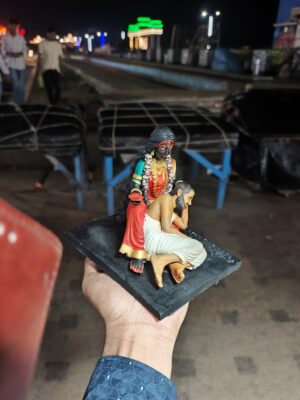 4 Inch Maa Kali with Sri Ramakrishna Paramhans Idol – Marble Dust Kali Murti for Home, Office & Car Dashboard | Divine Spiritual Statue