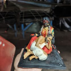 4 Inch Maa Kali with Sri Ramakrishna Paramhans Idol – Marble Dust Kali Murti for Home, Office & Car Dashboard | Divine Spiritual Statue