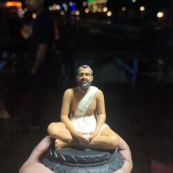 4 Inch Marble Dust Sri Ramakrishna Paramhansa & Ma Sarada Devi Idol Set for Car Dashboard | Mini Spiritual Statue for Home & Office