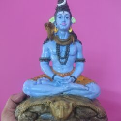 12-Inch Handcrafted Meditating Bholenath, Lord Shiva Marble Dust Statue, Divine Mahadev Murti for Home Temple & Meditation