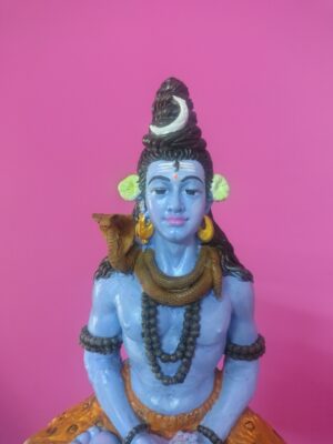 12-Inch Handcrafted Meditating Bholenath, Lord Shiva Marble Dust Statue, Divine Mahadev Murti for Home Temple & Meditation